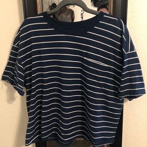 Navy Striped crop t-shirt